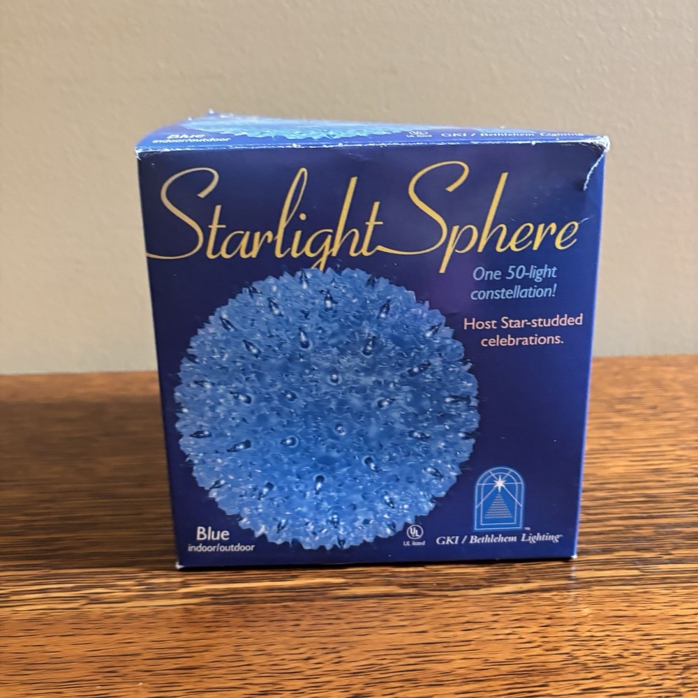 Vintage Bethlehem Starlight Sphere Blue 50 Light Christmas Decoration New